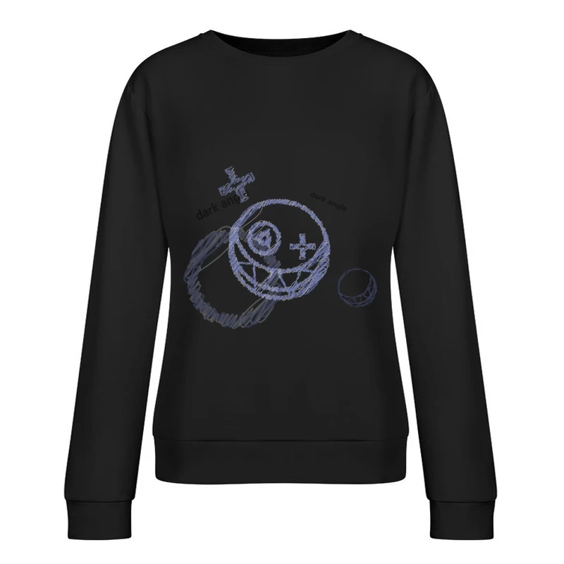 Futuristische Skizze mit Symbolen Damen Pullover Sweatshirt