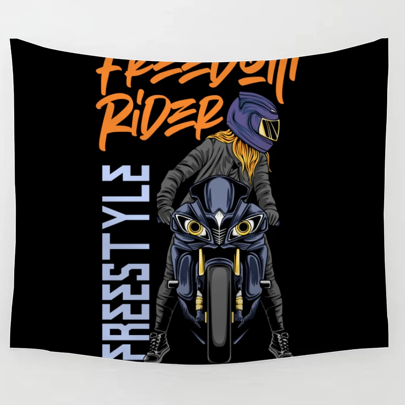 Freedom Rider: Freestyle Motorcycle Biking Tapestry