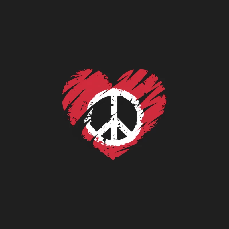 Red Heart with White Peace Symbol: Love and Harmony Design Male Tank Top