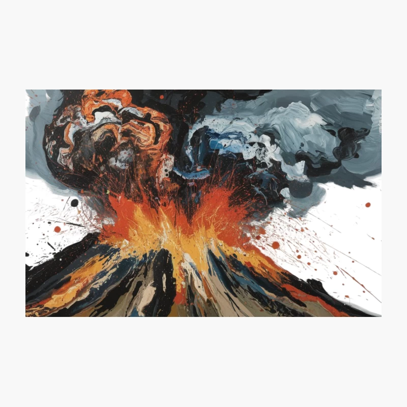 Explosive Volcanic Eruption: Abstract Painting of Lava and Smoke Travel Mug