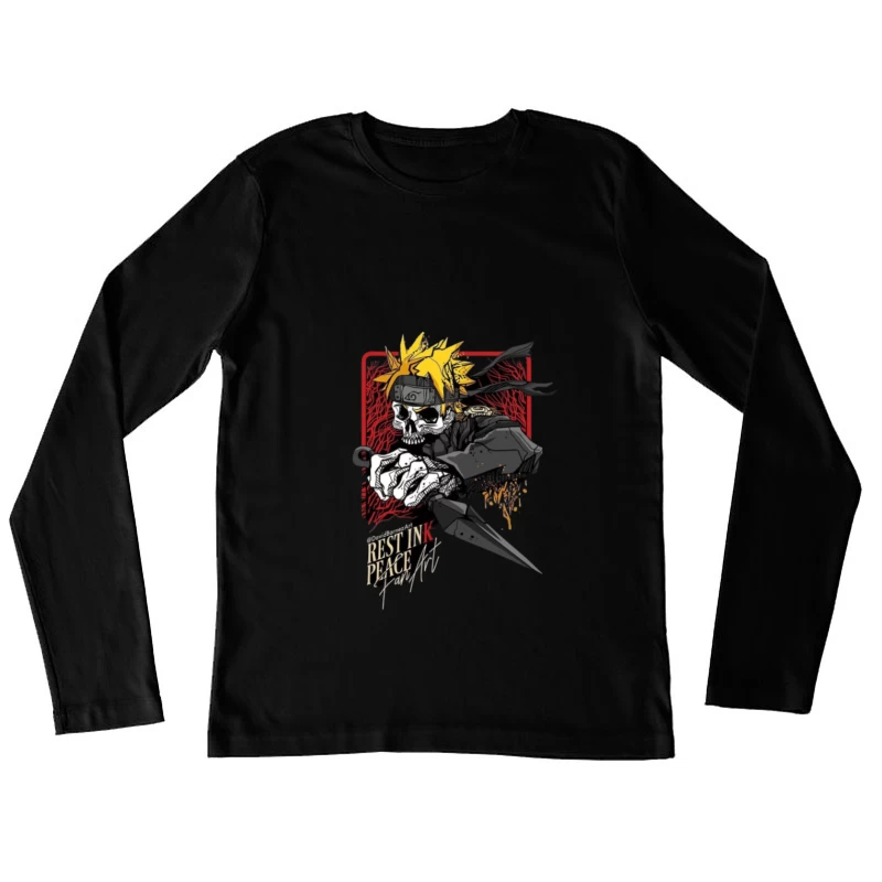 Skelett-Ninja-Kunst mit Kunai Damen Langarm T-Shirt