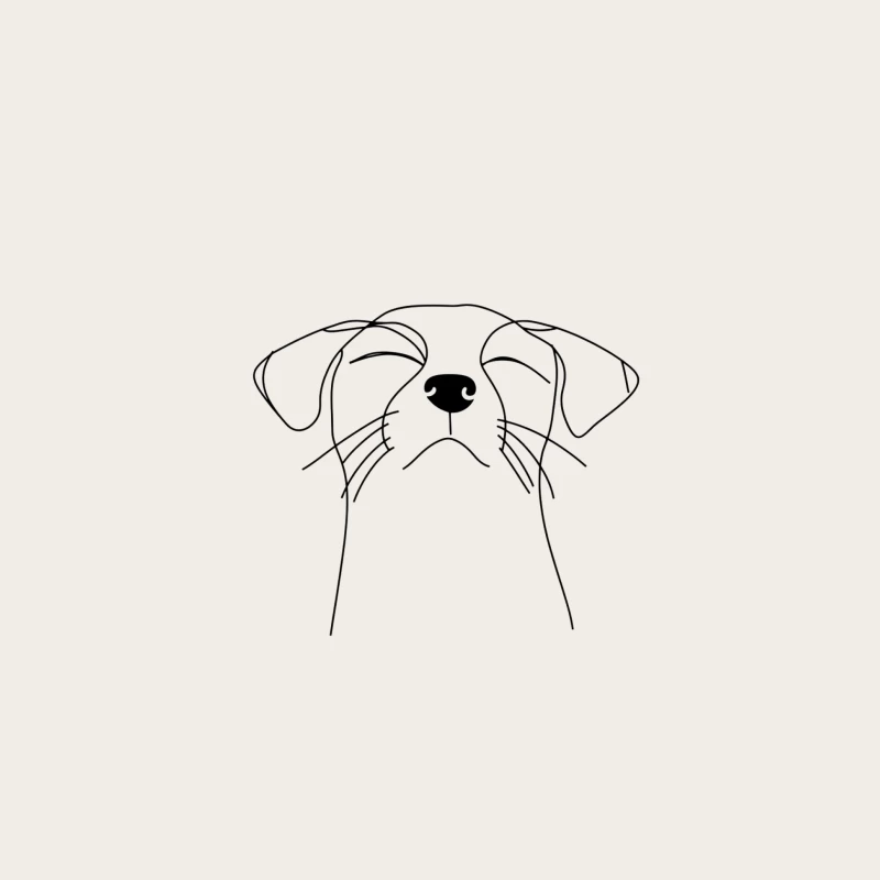 Minimalist Line Drawing of a Cute Dog Bucket Hat