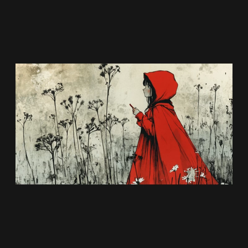 Little Red Riding Hood's Dark Journey Through the Wildflower Forest Desk Mat