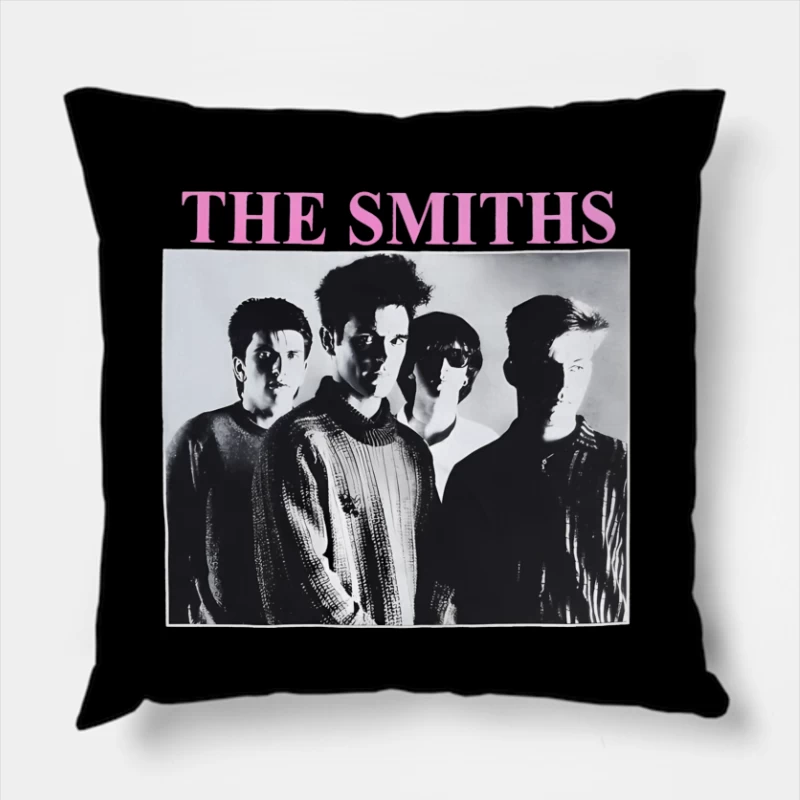 The Smiths Classic Black and White Band Album Cover from the 1980s Throw Pillow