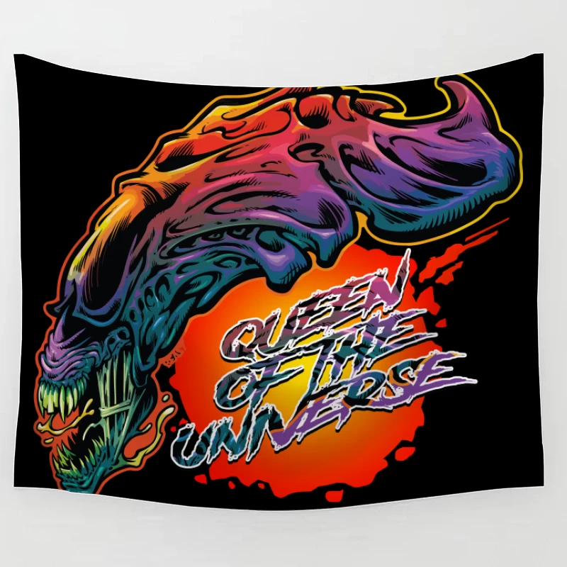 Vibrant Fantasy Creature Illustration Tapestry