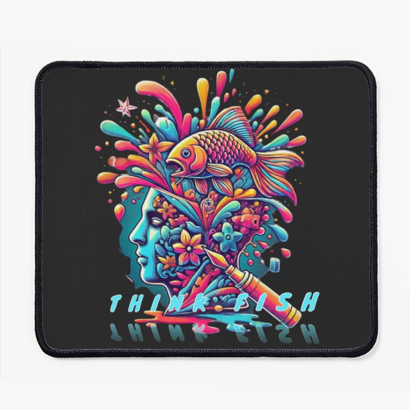 Psychedelic Mind Splash with Fish and Flowers Mouse Pad