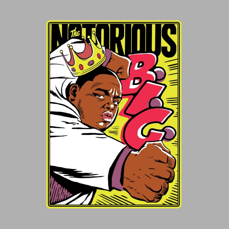 Notorious Hip-Hop Comic Style Illustration with Crown Male Tank Top