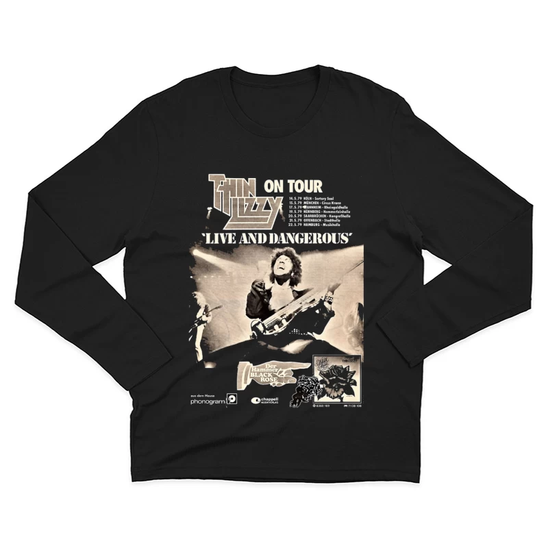 Vintage Thin Lizzy "Live and Dangerous" Tour Concert Poster Male Long Sleeve T-Shirt