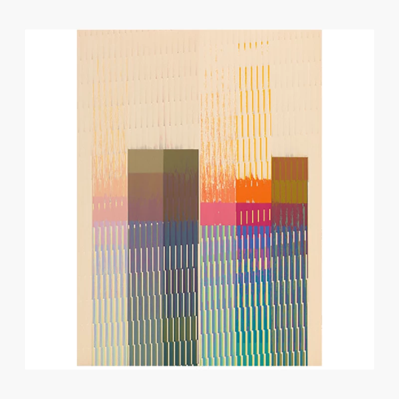 Aesthetic Vector Glitch Skyline Graphic Design Throw Pillow