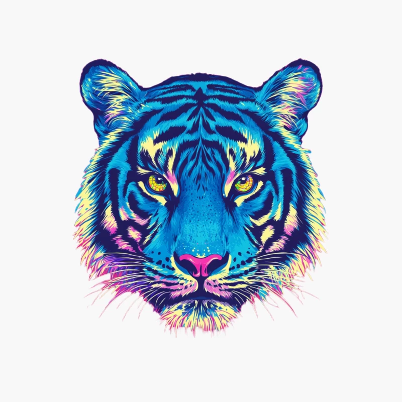 Neon Pop Art Tiger Portrait Cotton Tote Bag