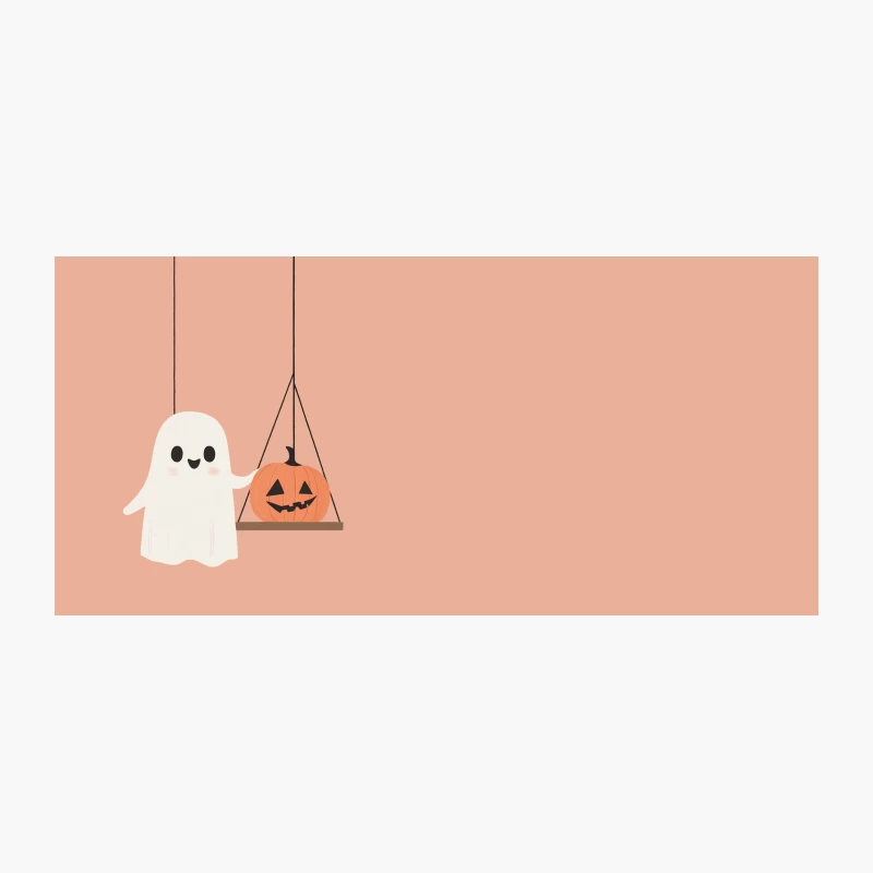 Cute Minimalist Halloween Ghost and Jack-o'-Lantern Cartoon Coffee Mug