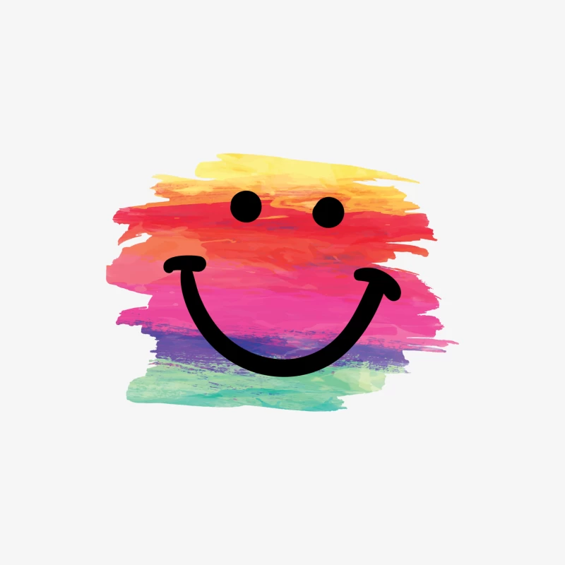 Buntes Aquarell Lächeln Herren Langarm T-Shirt