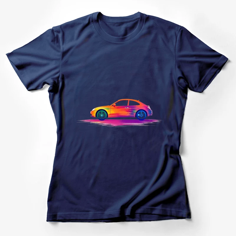 Artistic Side View of a Colorful Car Female T-Shirt