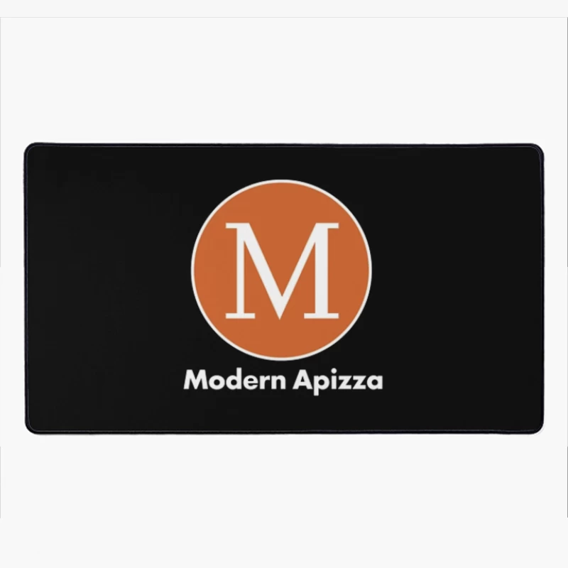 Modern Minimalist Orange Circle M Logo for Apizza Restaurant Desk Mat