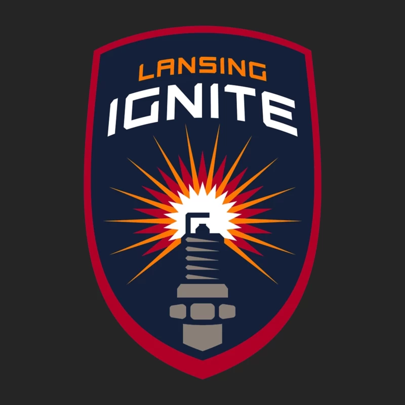 Lansing Ignite Soccer Team Shield Logo with Lighthouse Emblem Male Pullover Sweatshirt