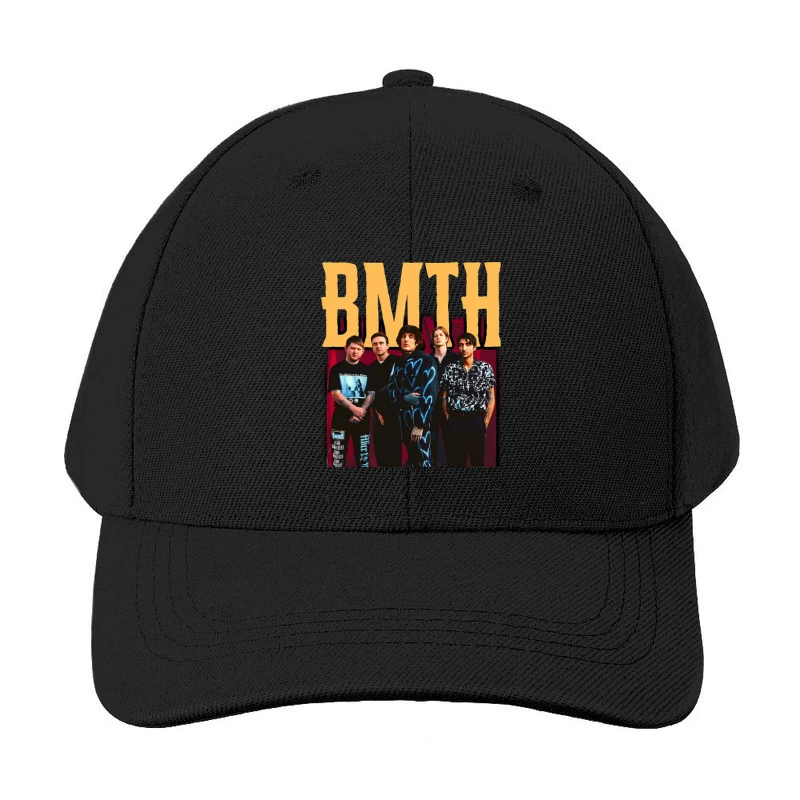 Bring Me The Horizon Band Promotional Photo With Yellow Text Baseball Cap