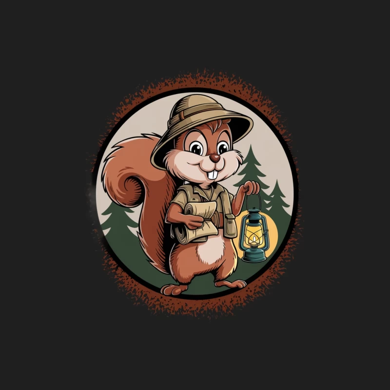 Cartoon Forest Ranger Squirrel with Camping Lantern Male Tank Top