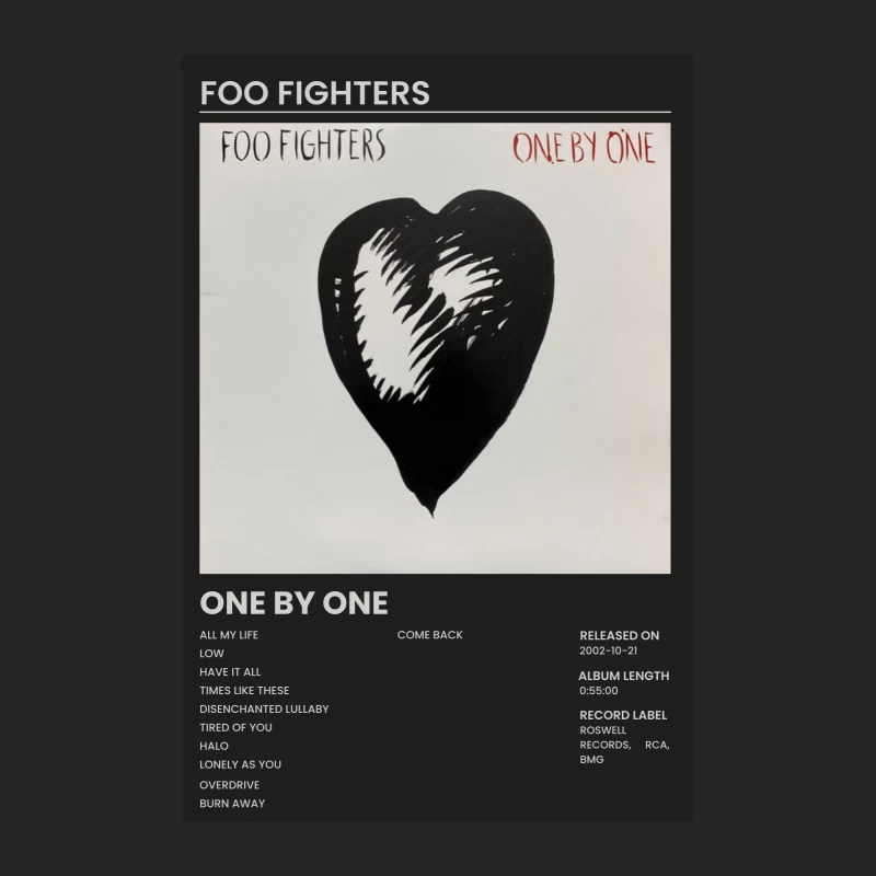 Foo Fighters' "One By One" Album Cover with Heart Symbol and Track List Female Pullover Sweatshirt