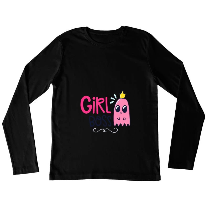 Design de Couronne et Fantôme 'Girl Boss' Femme Manches Longues T-Shirt