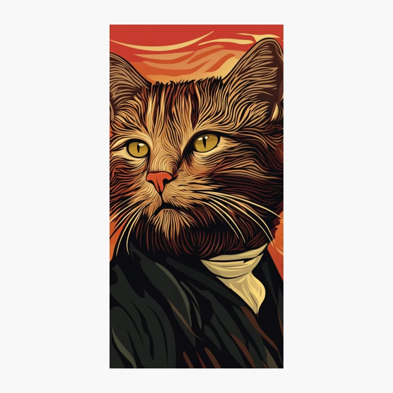 Surreal Cat Portrait in Van Gogh Style iPhone Case