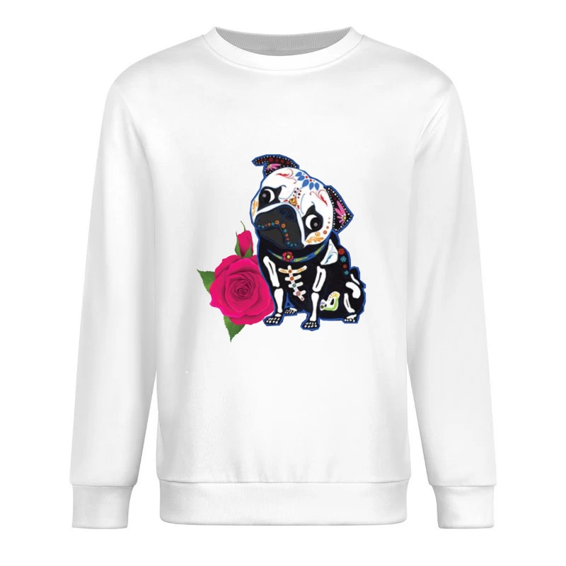 Chien de style calavera avec rose Homme Sweat-shirt à enfiler