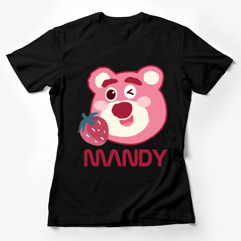 Rosa Bär mit Erdbeere Damen T-Shirt