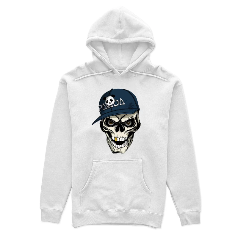 Skull with Panda Cap Graphic Illustration Female Pullover Hoodie