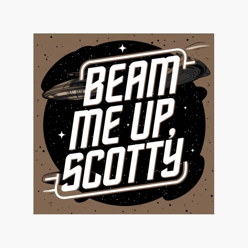 Retro Star Trek-Inspired UFO Typography Cotton Tote Bag