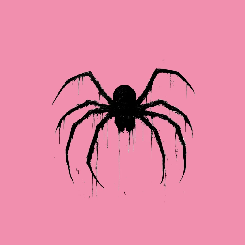 Dripping Gothic Spider Silhouette: A Spooky Halloween Illustration Female T-Shirt