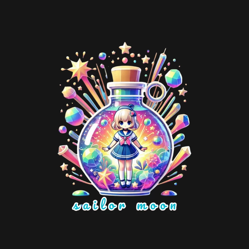 Magical Chibi Sailor in Rainbow Crystal Bottle Mouse Pad