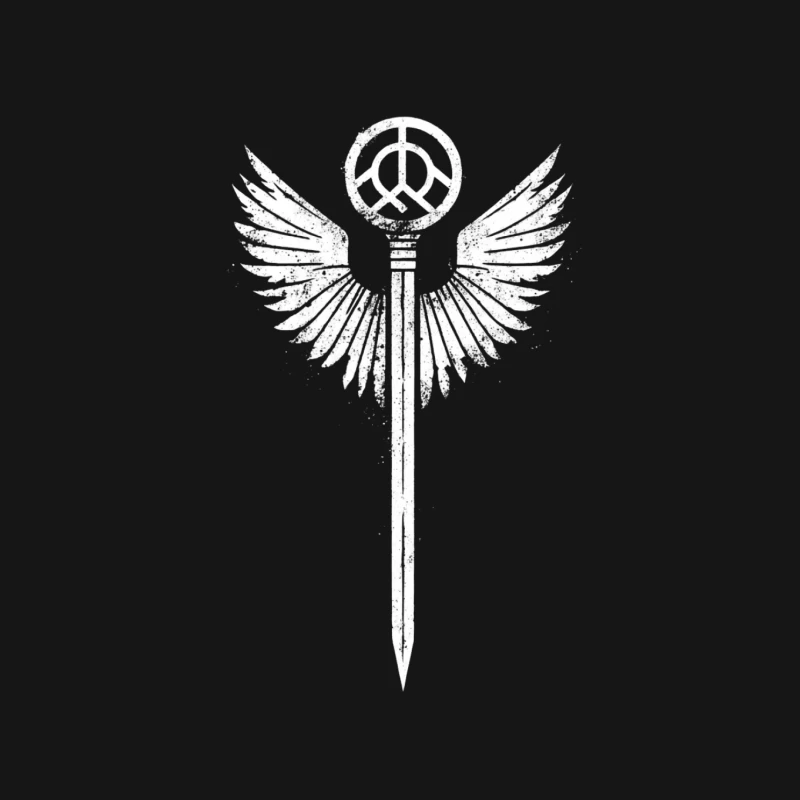 Winged Peace Sword: Angelic Minimalist Sketch Mouse Pad