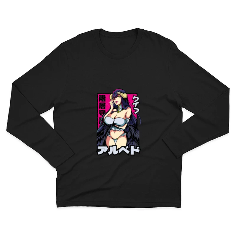 Anime-Charakter mit Hörnern im dunklen Stil Herren Langarm T-Shirt