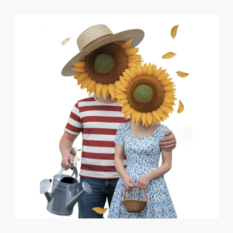 Whimsical Sunflower Couple's Summer Garden Pin