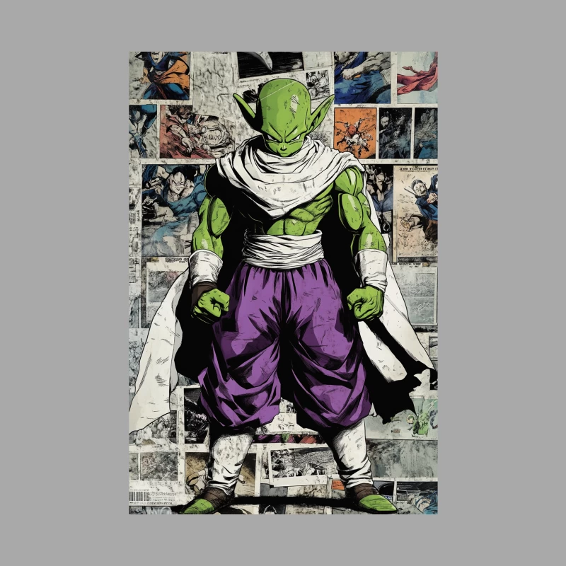 Iconic Piccolo Character from Dragon Ball Z Manga Artwork Male Pullover Hoodie