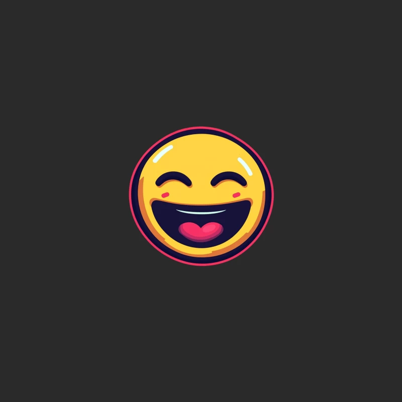Cheerful Yellow Laughing Emoji Cartoon Baseball Cap
