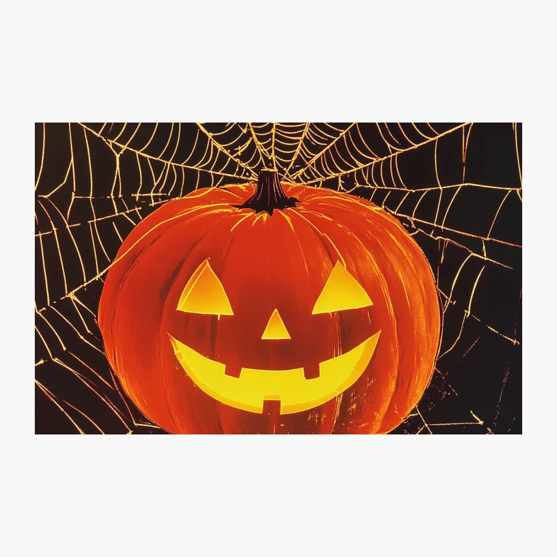 Spooky Halloween Jack-o'-Lantern with Glowing Spider Web Travel Mug