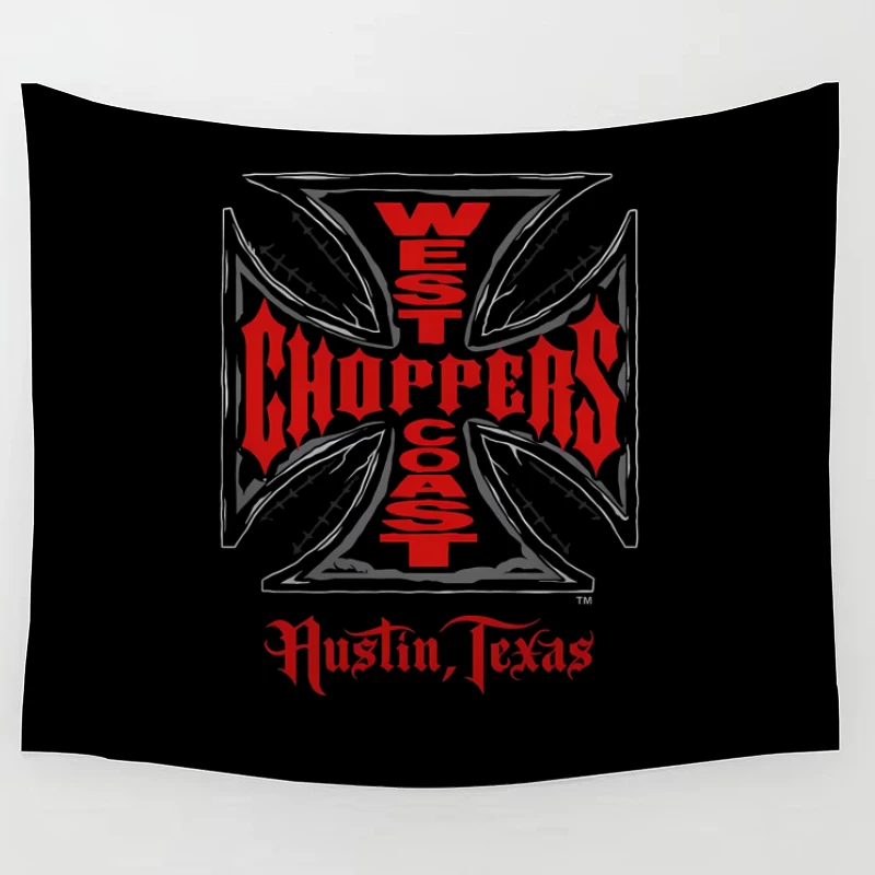 West Coast Choppers Austin Texas Custom Motorcycle Logo Tapestry