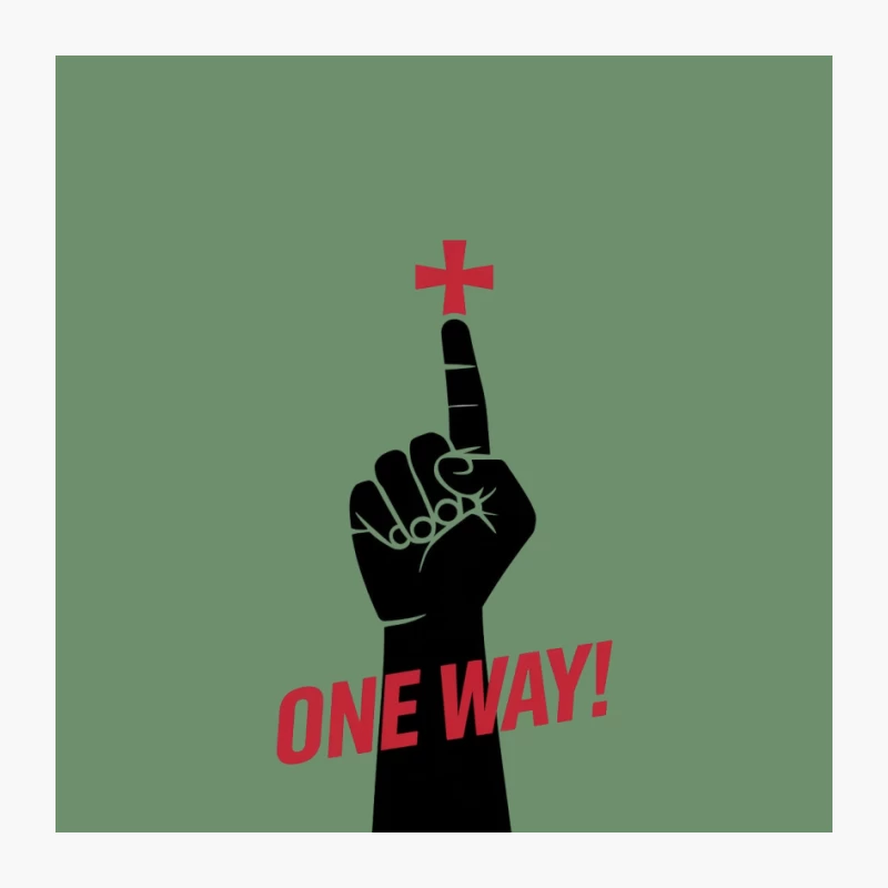 Religious Hand Gesture Pointing One Way with Cross Symbol Pin