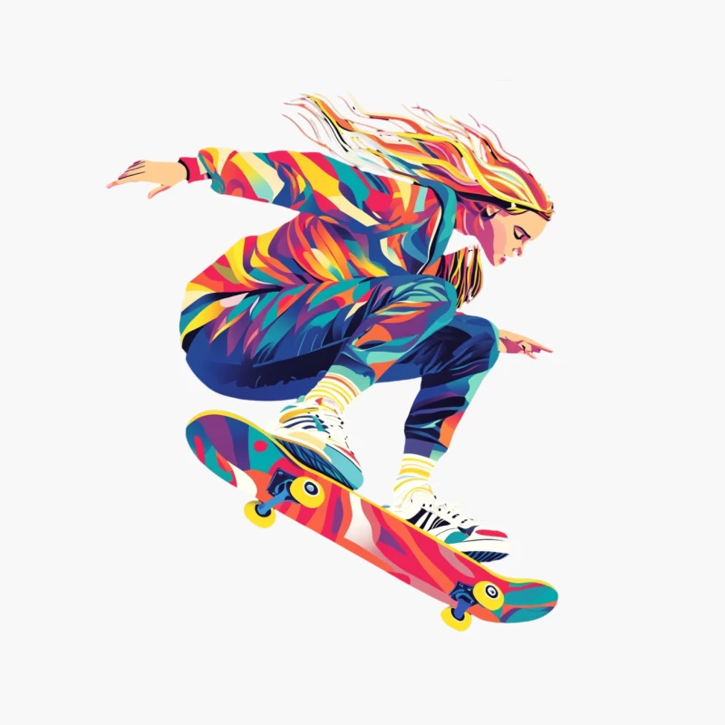 Vibrant Abstract Skateboarding in Motion Cotton Tote Bag