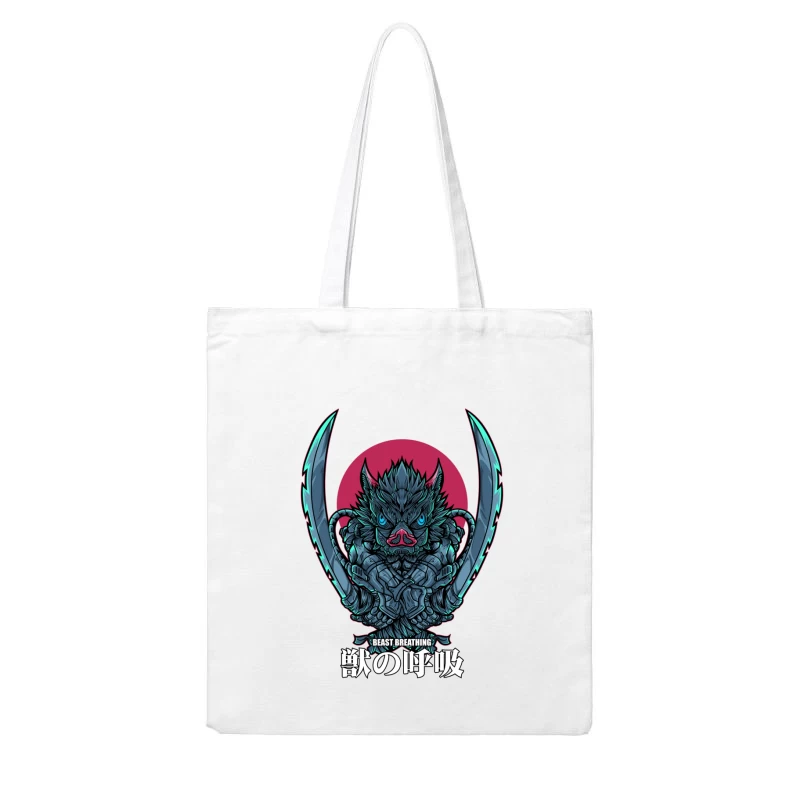 Beast Breathing Character Illustration Cotton Tote Bag