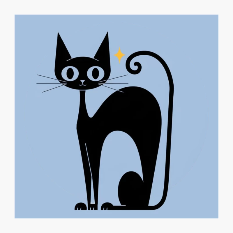 Minimalist black cat cartoon illustration Pin