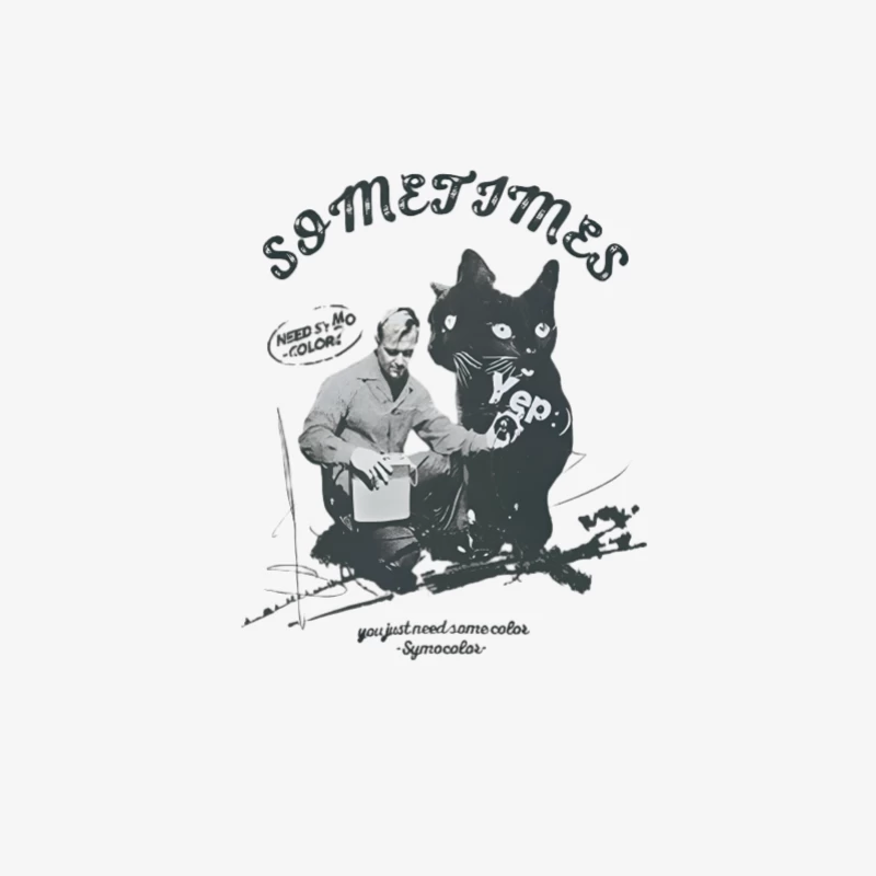 Homme et chat avec inscription Homme Manches Longues T-Shirt