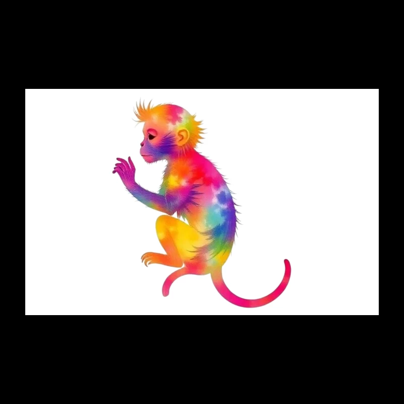 Rainbow Gradient Monkey Art Travel Mug