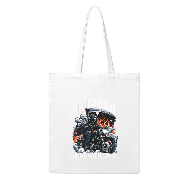 Grim Reaper's Fiery Motorcycle Ride Cotton Tote Bag