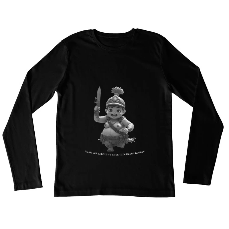 Adorable Chubby Warrior Character with Crown and Sword Female Long Sleeve T-Shirt