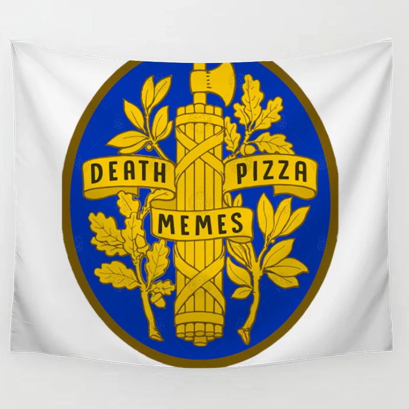 Death  Pizza  Memes - Humorous Spoof French Slogan Design Tapestry