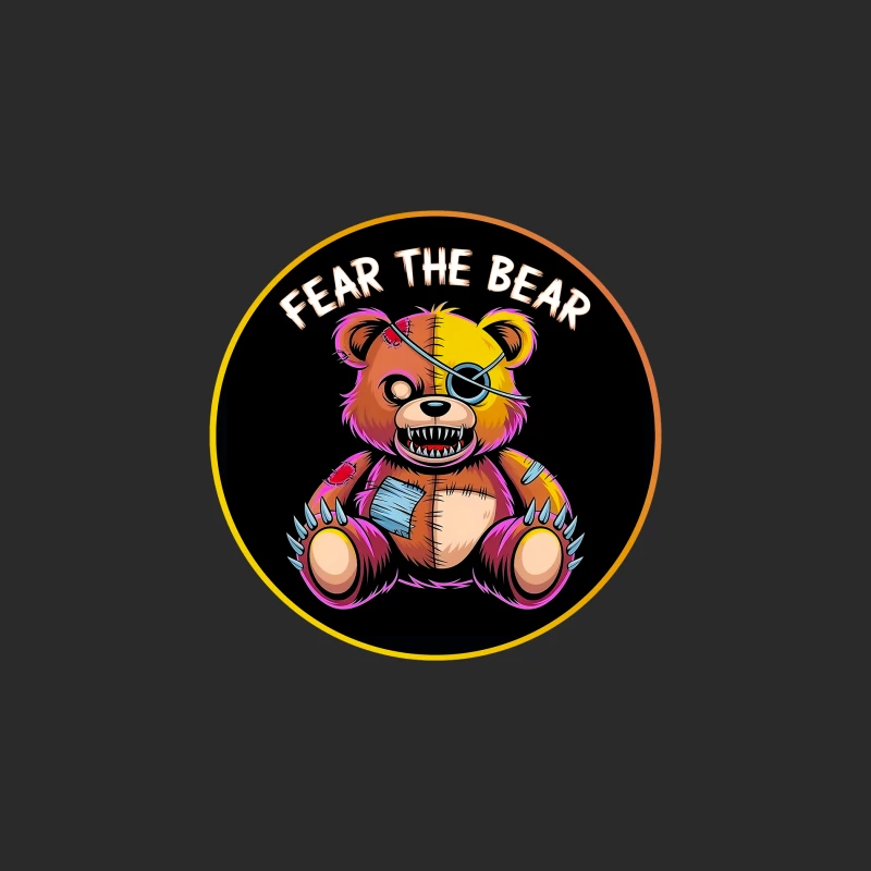 Scary Stitched Teddy Bear  "Fear The Bear" Baseball Cap