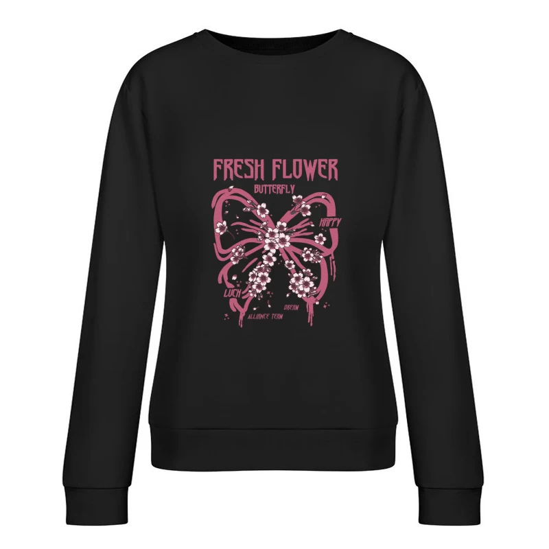 Frische Blumen Schmetterling Design Damen Pullover Sweatshirt