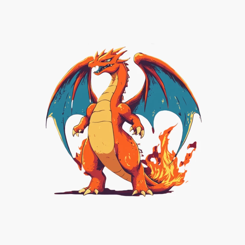 Fiery Cartoon Dragon: Fantasy Creature with Wings Cotton Tote Bag