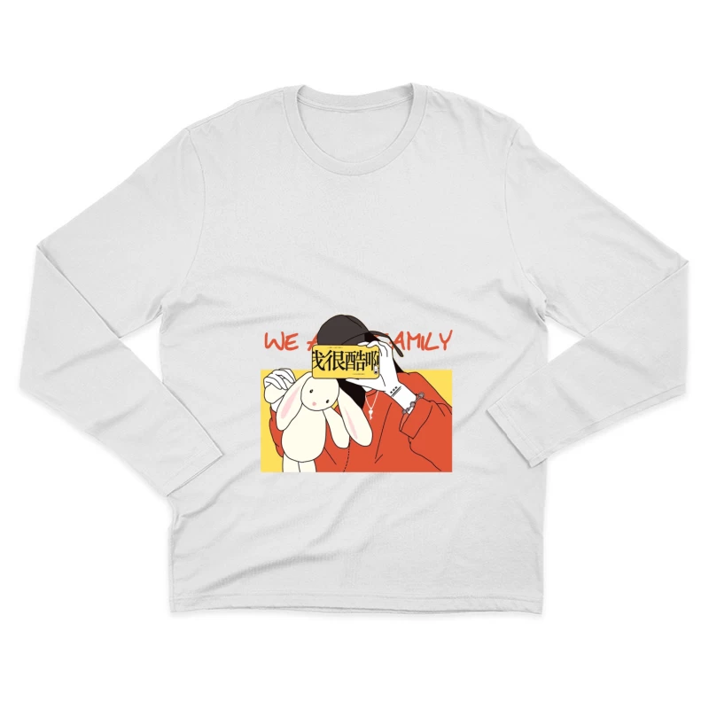 Mädchen mit Häschen und Schild Herren Langarm T-Shirt